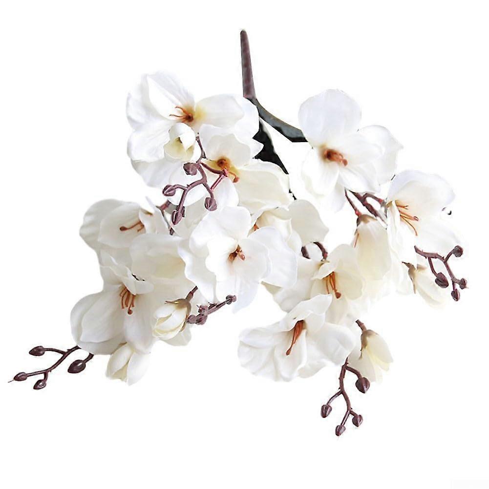 Elegant Artificial Magnolia Flower Arrangement 5 Prong 20 Heads for Gifting (White)