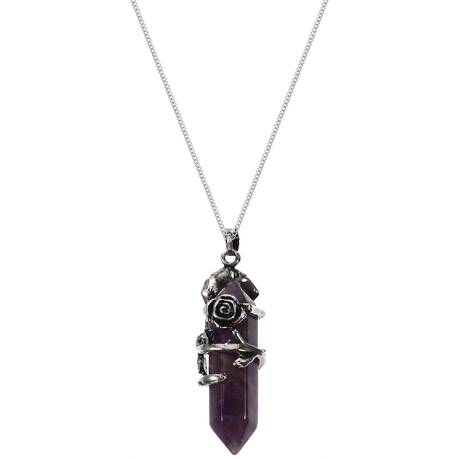 Hanging Pendant Crystal Necklace Decor Charm Ornament Accessory Hexagonal Column Purple 30X1.5X1.5CM DIY Accessory 1Pcs