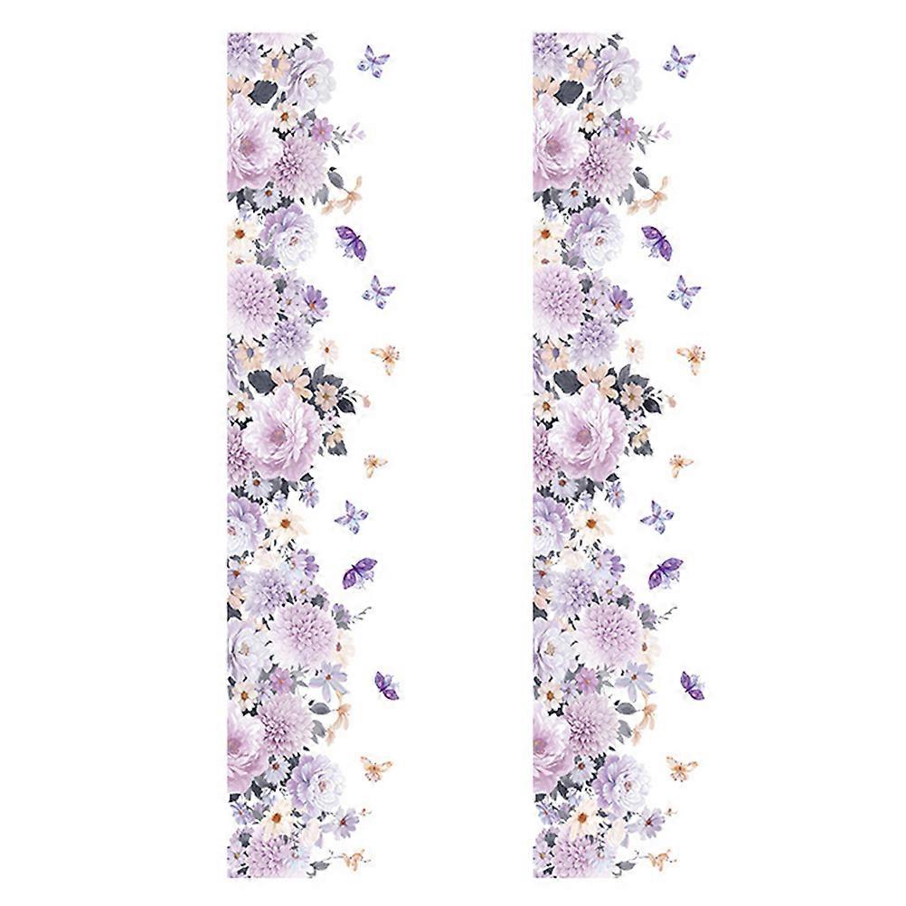 Wall Stickers Peony Pattern Stickers Purple 132.5x30cm Homeowners 2Pcs