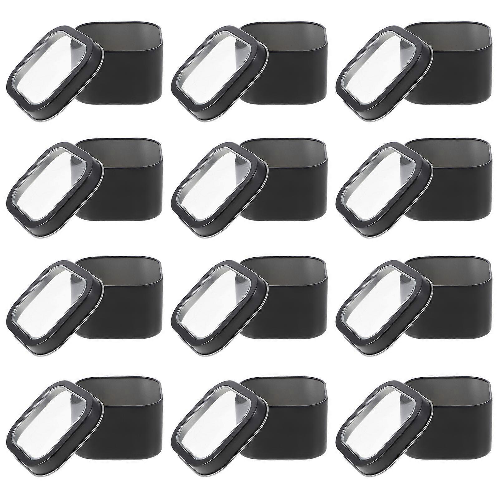 15pcs Square Tin Containers with Window Lids – Durable Storage Tins for Candle Making, DIY Crafts, and Handmade Lotion Storage – Premium Quality
