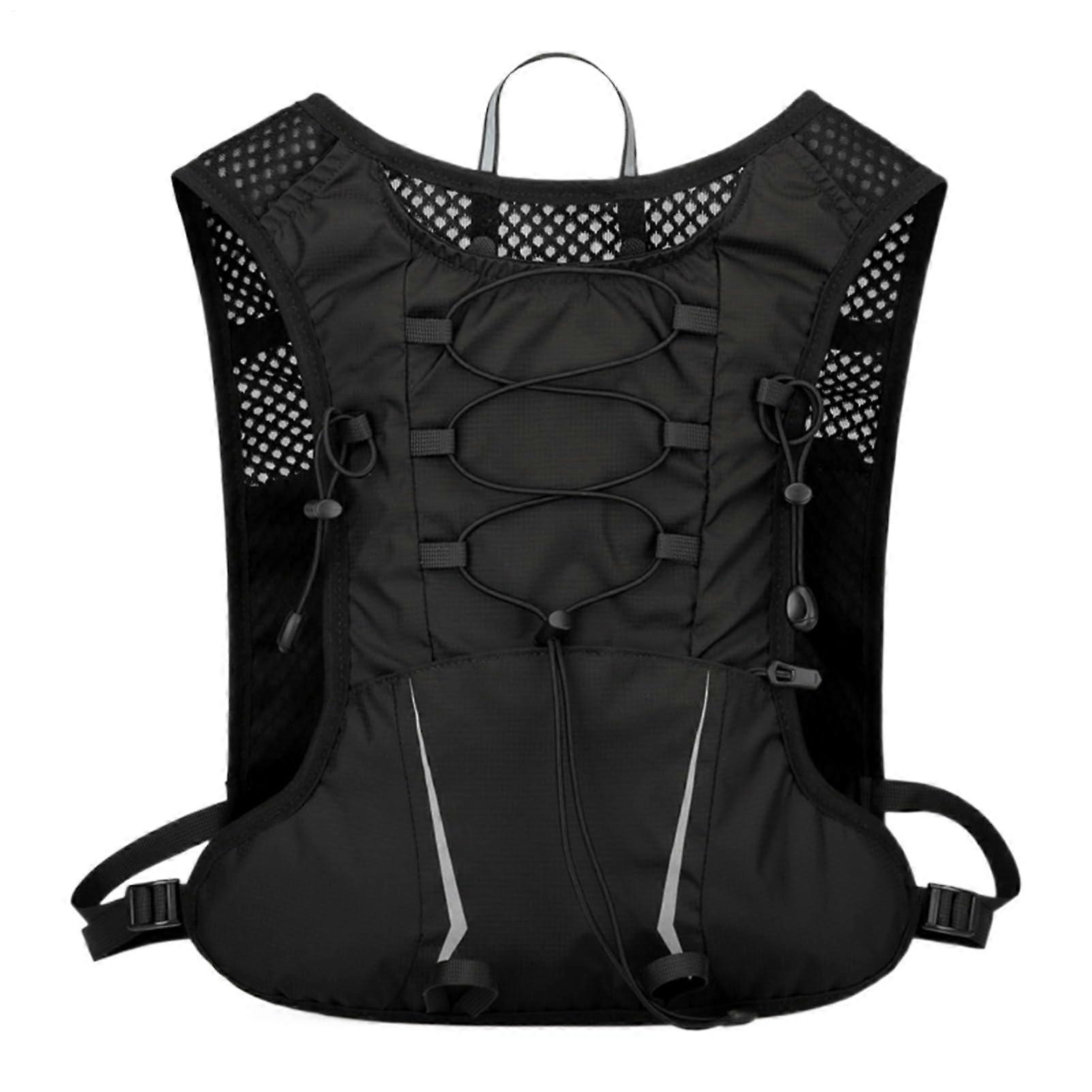 Running Backpack – Jogging Daypack with Pockets Reflective Multifunctional Backpack for Men Women Camping Cycling Hiking Black B