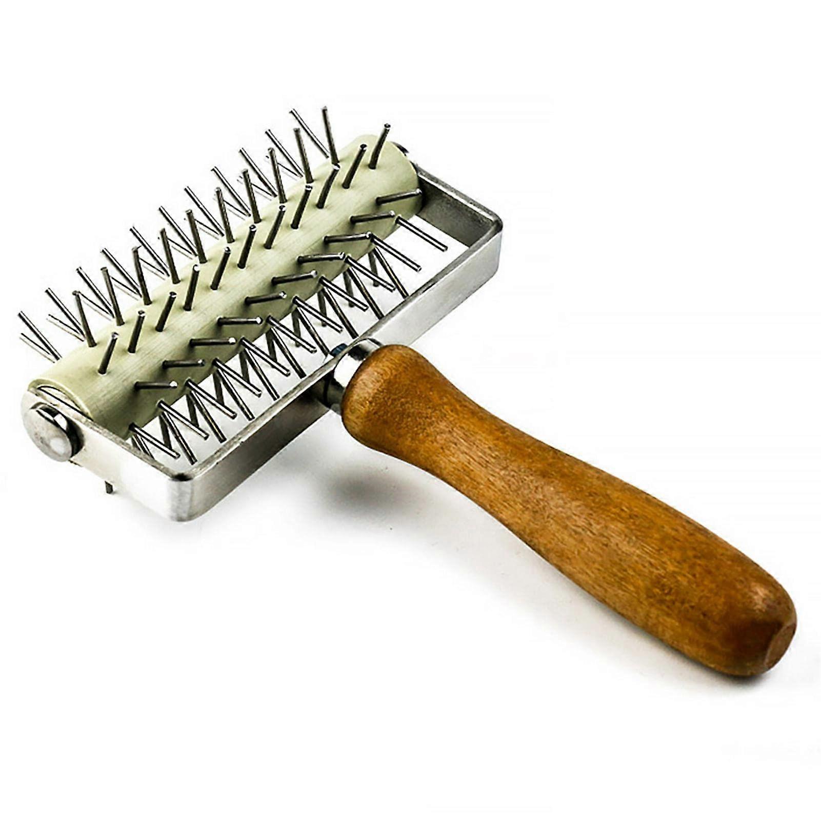 Spiked Roller Docker with Stainless Steel and Wooden Handle (Silver Wood)