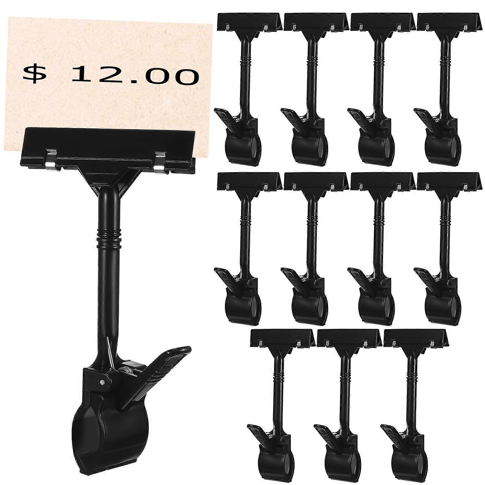 12pcs Rotatable Sign Clips, Sturdy Price Tag Holders for Retail Display, Exhibitions & Stores, Versatile Use with Adjustable Angle for Easy