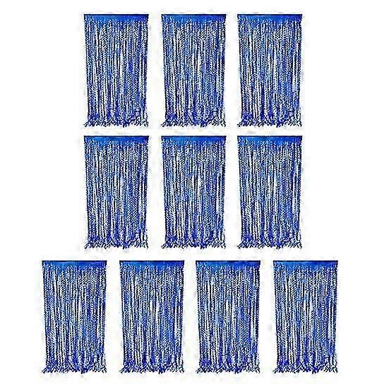 10 Pcs Metallic Tinsel Fringe Curtain Reusable Glimmering Wavy Backdrop for Party Decor