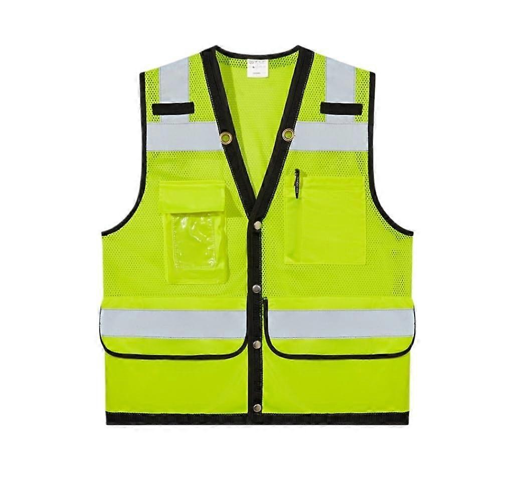 Reflective Vest with Multiple Pockets for Construction Sites, Reflective Clothing for Road, OneSizeFitsAll Green Vest