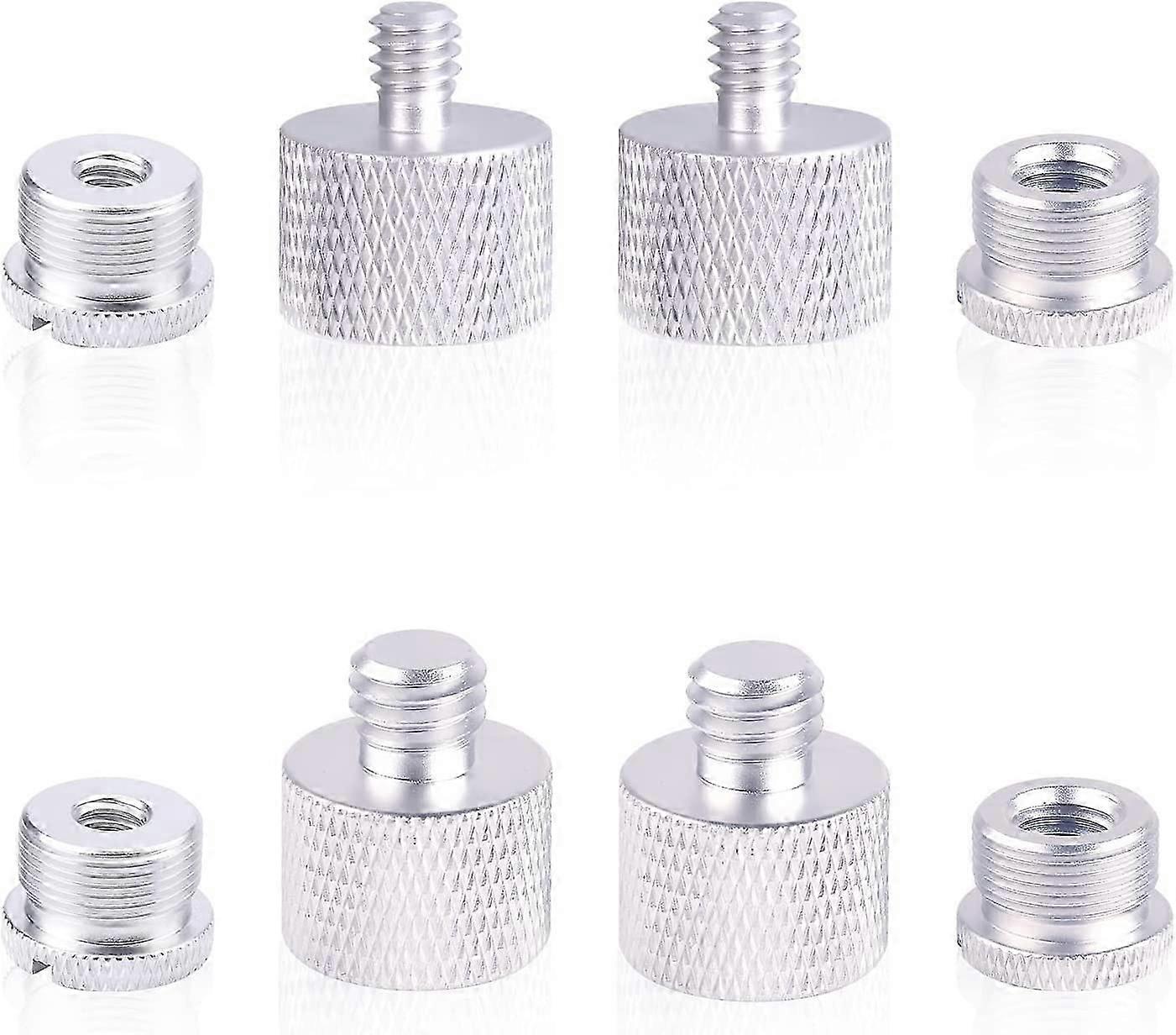 8kpl mikrofonin kierresovitin 5/8 sovittimen mutteri 1/4 - 3/8 mikrofonitarvikkeet-hopea