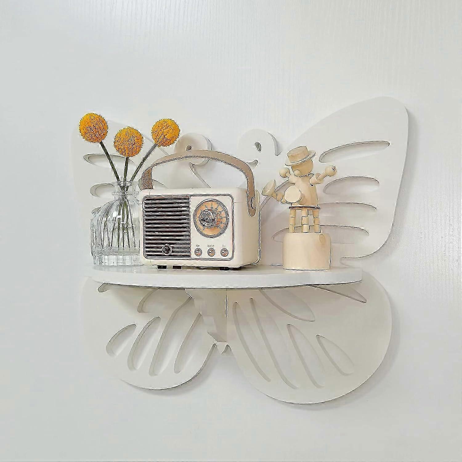 Butterfly-Shaped Kids' Wall Shelf - White Decorative Display
