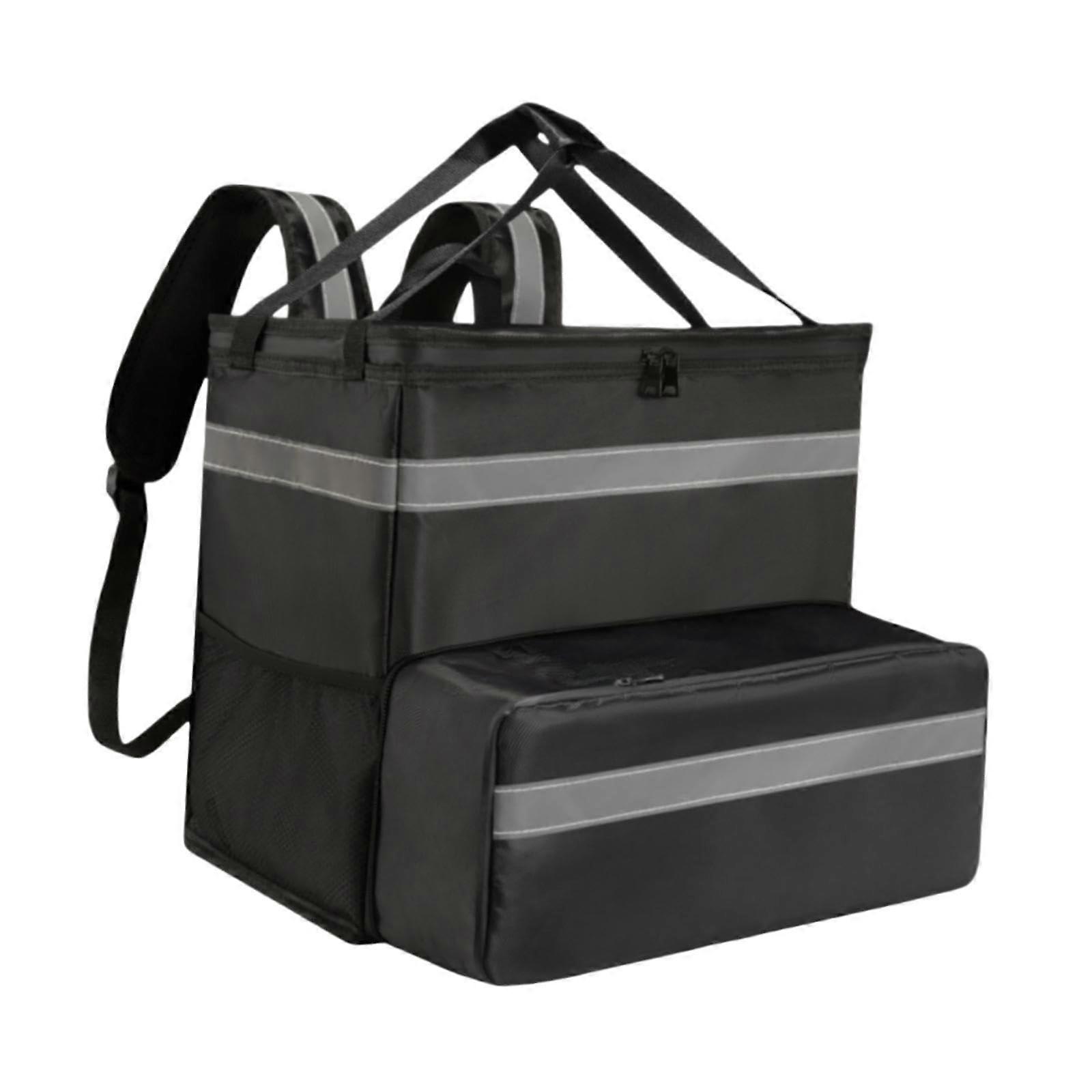 Expandable Pizza Backpack with Insulated Compartments, Sturdy Reflective Strips, and Expandable Design for Hot or Cold Food Delivery