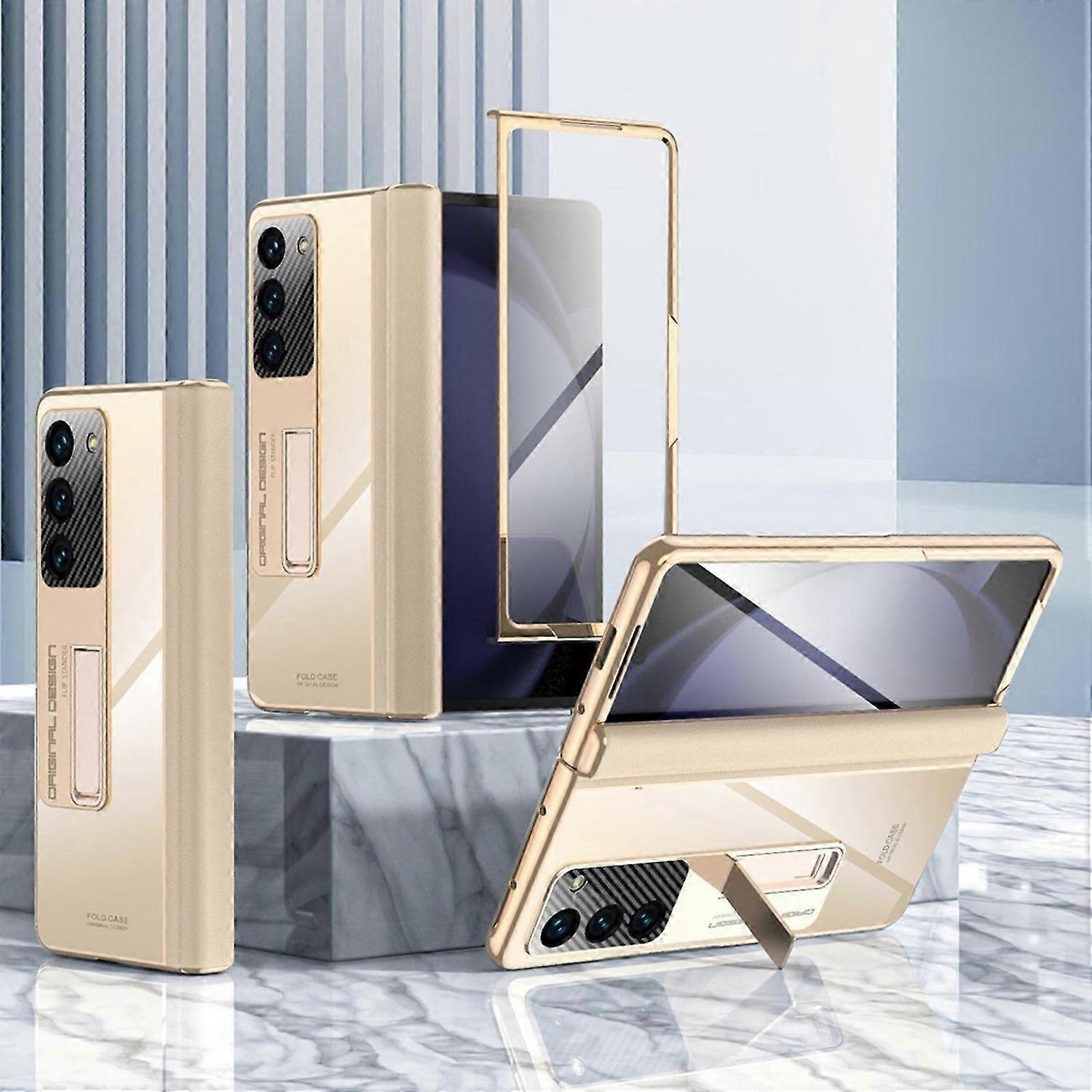 Magnetic Hinge Protection Case Galaxy Z Fold 5 Case, Transparent Plating PC Galaxy Z Fold 5 Case, Bu