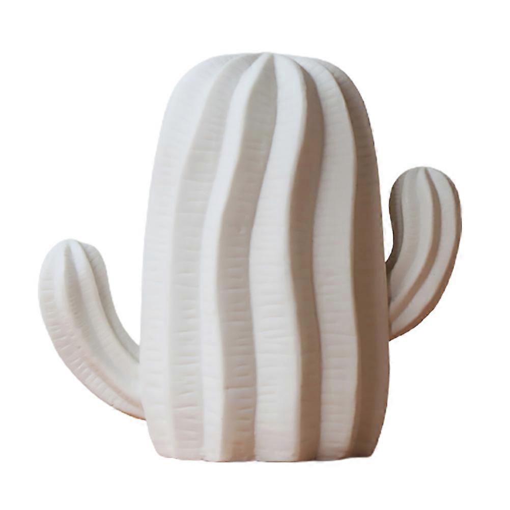 1Pc White Cactus Shaped Ceramic Tabletop Ornament Home Decor
