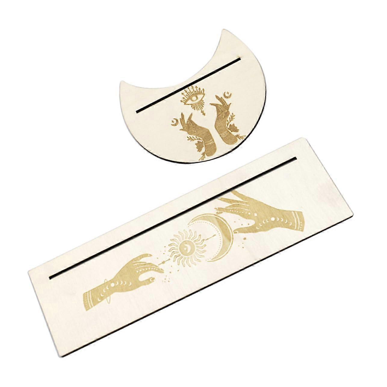Innovative wooden Tarot card holder Rectangular moon design Religious tool Various colors 25X7.5CM