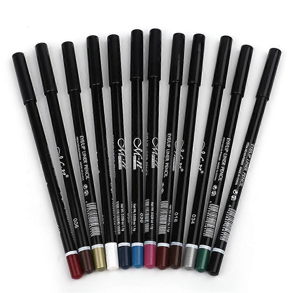 12pcs Eyeliner Pencil Waterproof Eye Liner Pen Makeup Beauty Cosmetics Tool (Multi color)