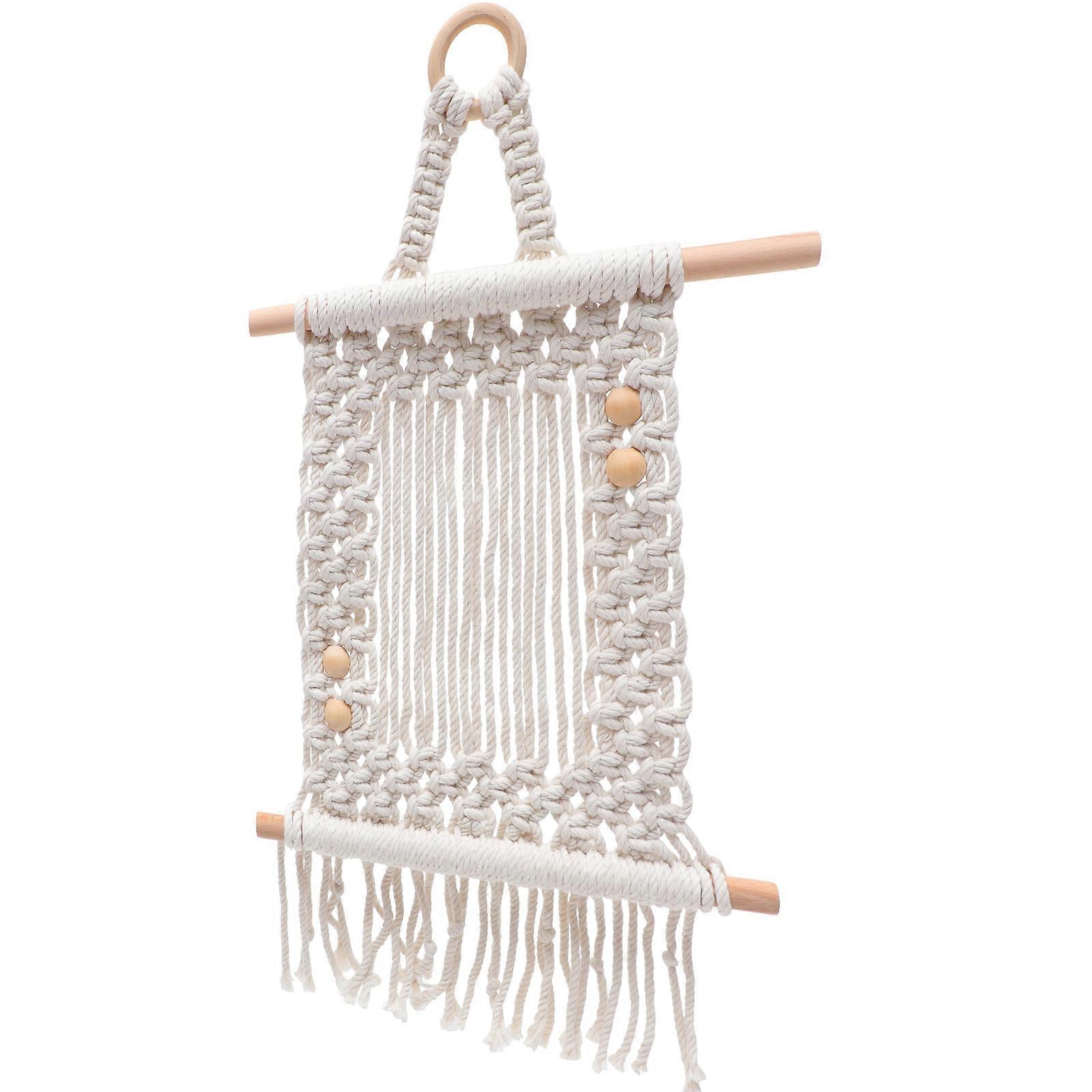 Wall Tapestry Leaf Handwoven Craftsmanship Woven Art Hanging for Home Decor Rectangular Shape Polyester and Wood Material 21.3×11.8×1.2in 1Pcs