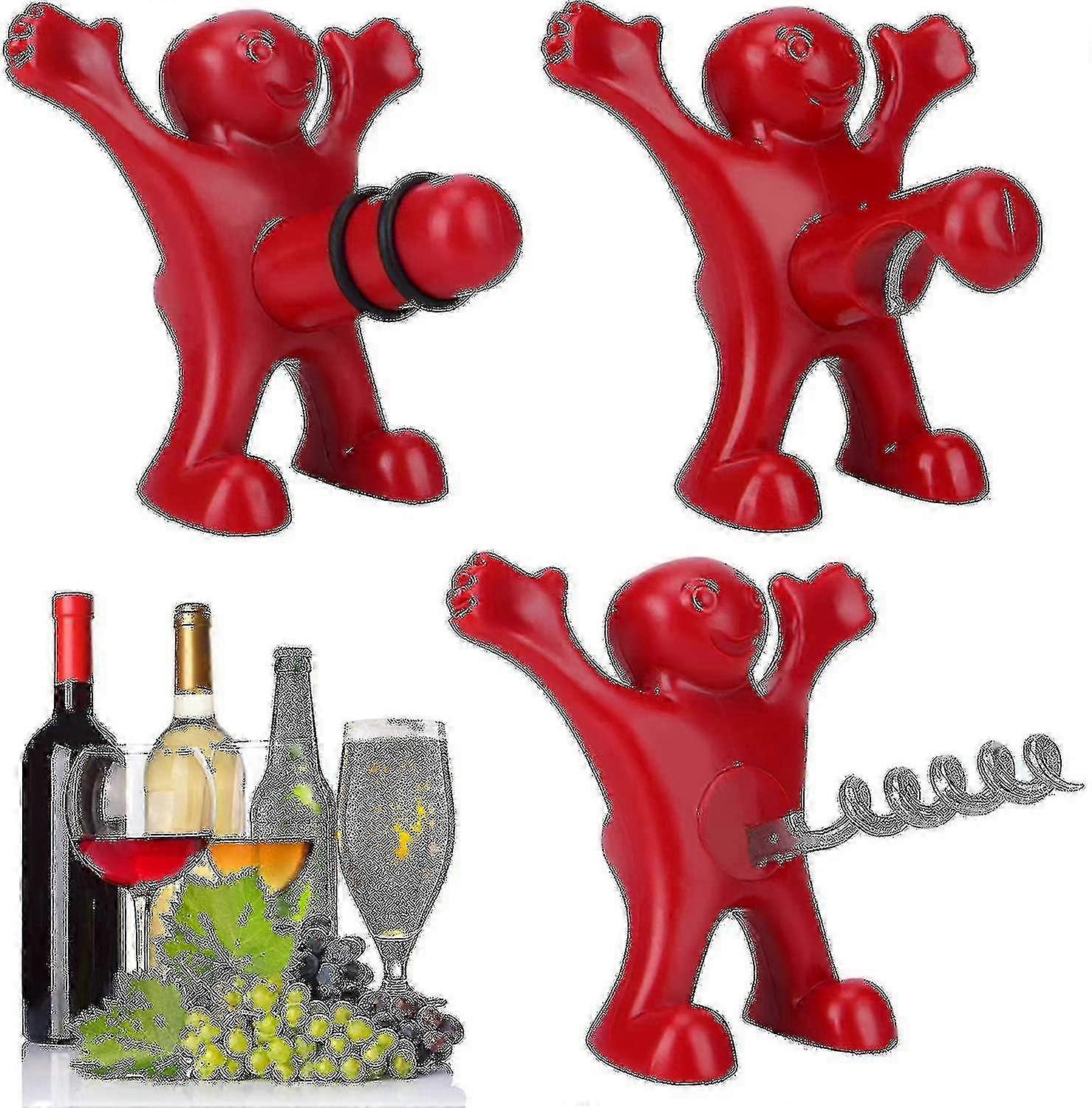 3 Pieces Bottle Opener Man, Red Man Bottle Opener Wine Bottle Sper