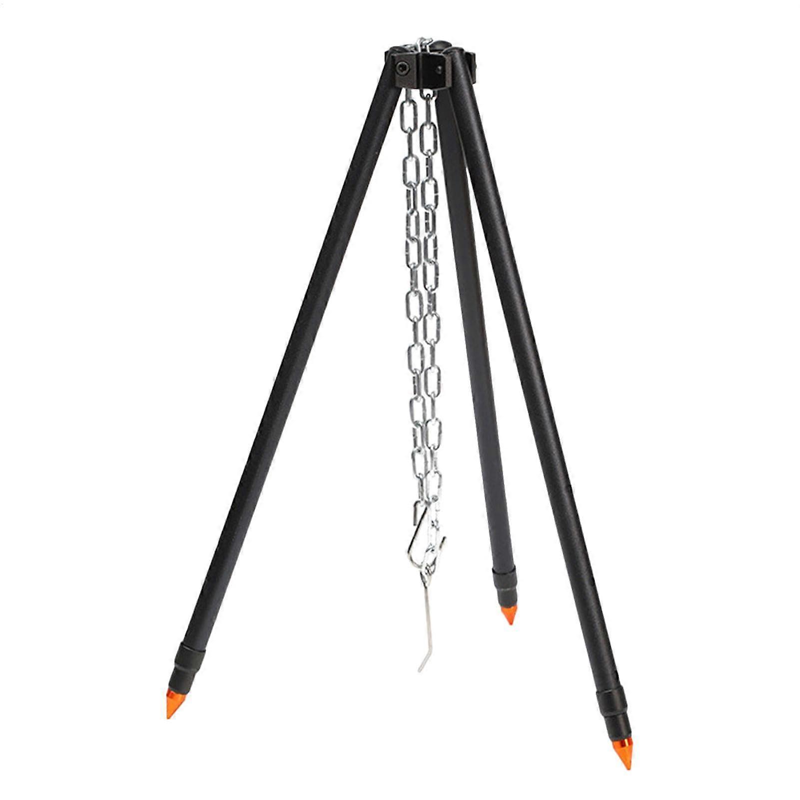 Outdoor Camping Tripod - Heavy Duty Adjustable BBQ Stand Fire Tripod for Cooking, Picnics, and Outdoor Adventures (Stored Size 55x7.2cm)