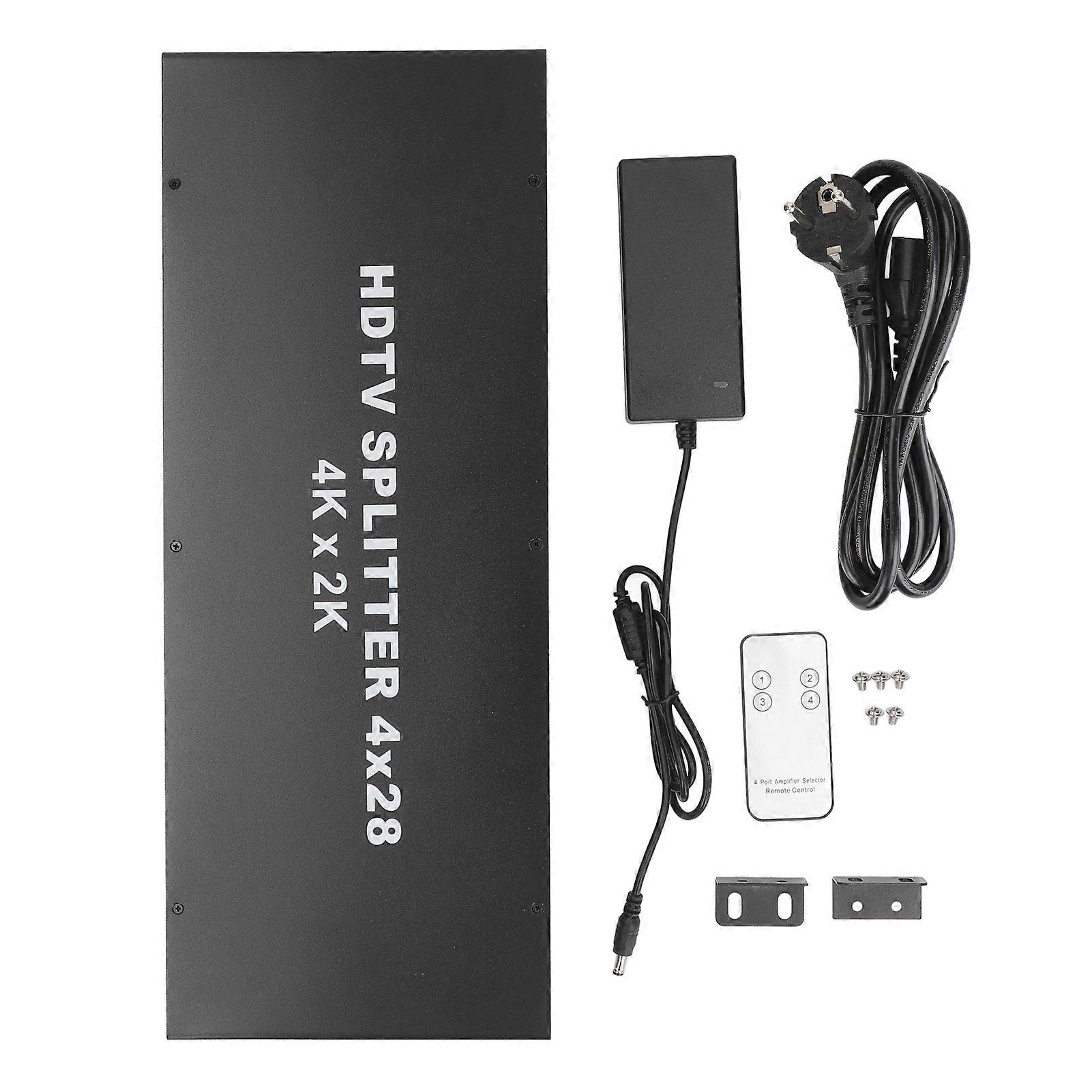 4K HD Multimedia Interface Splitter 4 In 28 Out with Remote for PCs and Consoles