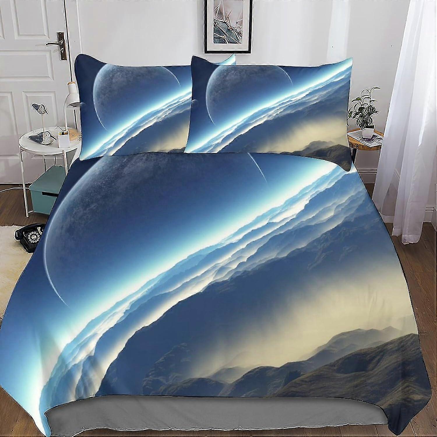 Conjunto de capa de edredom cósmica, capa de edredão com estampa de estrela de galáxia 3D, conjunto de capa de edredom de microfibra com fronhas para crianças