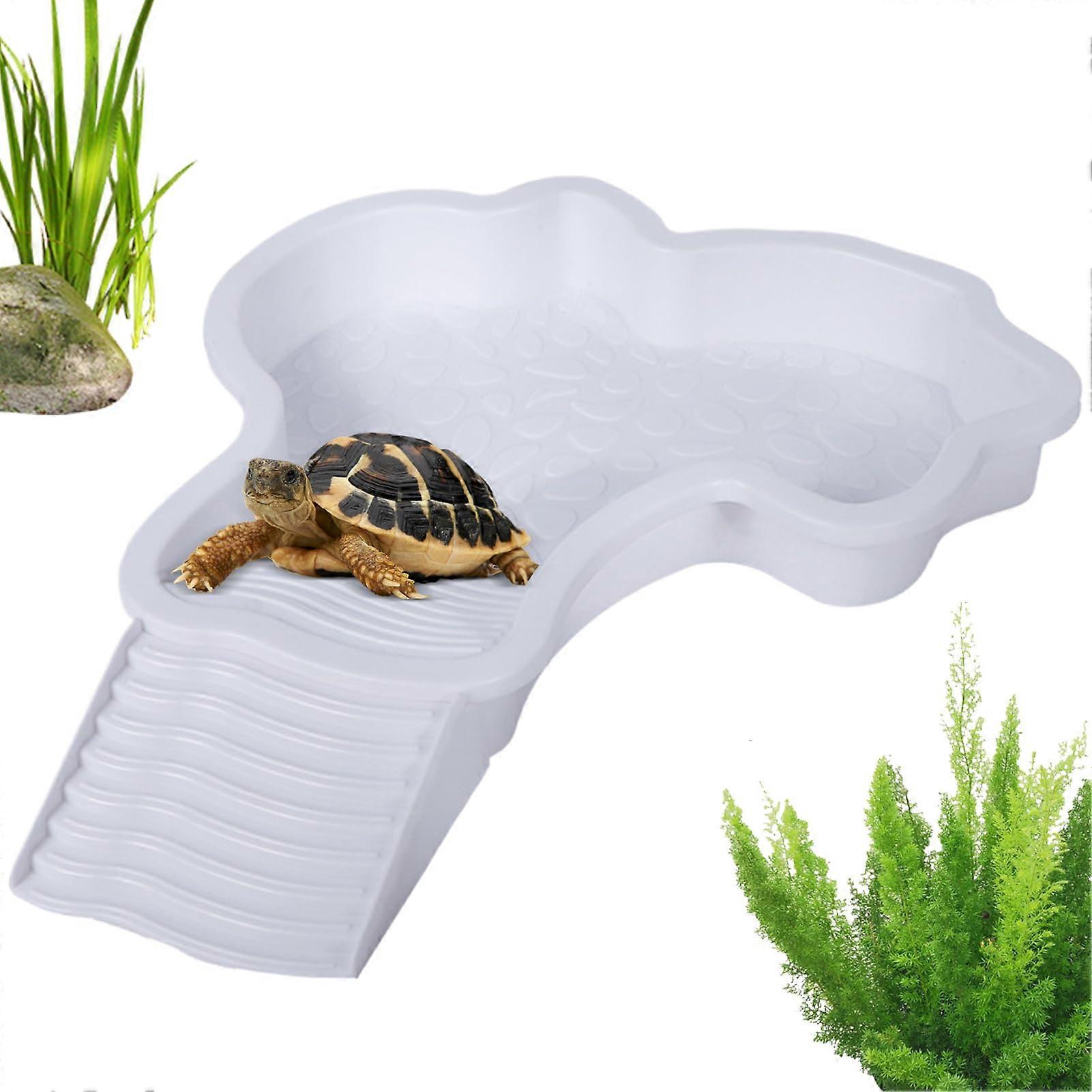 Reptilien-Wasserpool ABS Reptile Bath Bowl From Sustainable Material Turtle Bath Pool With Ladder Design White