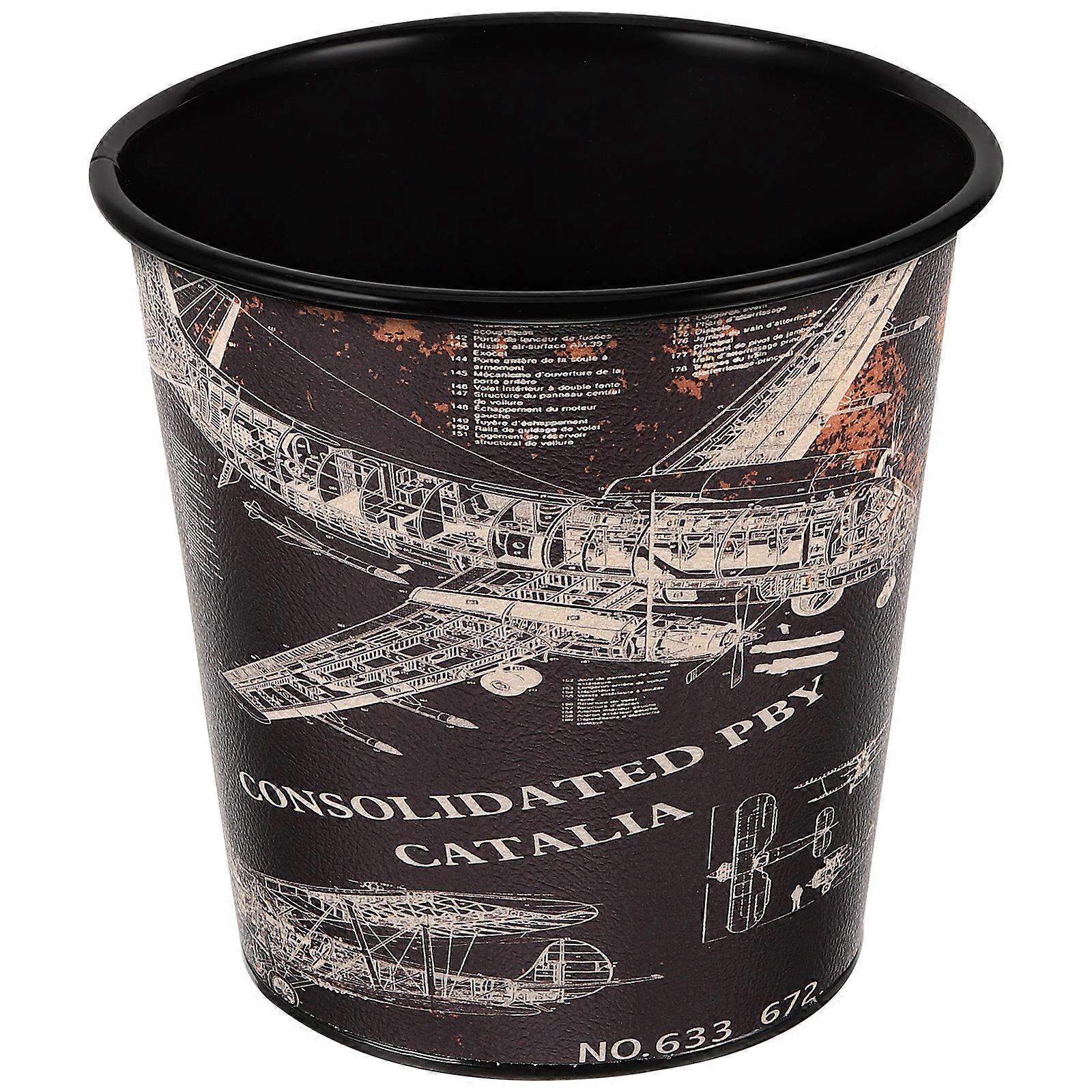Desktop Waste Can Rustic Pattern Design Pen Holding 16.50X16.50X16.00CM Home And Office Use 1Pack