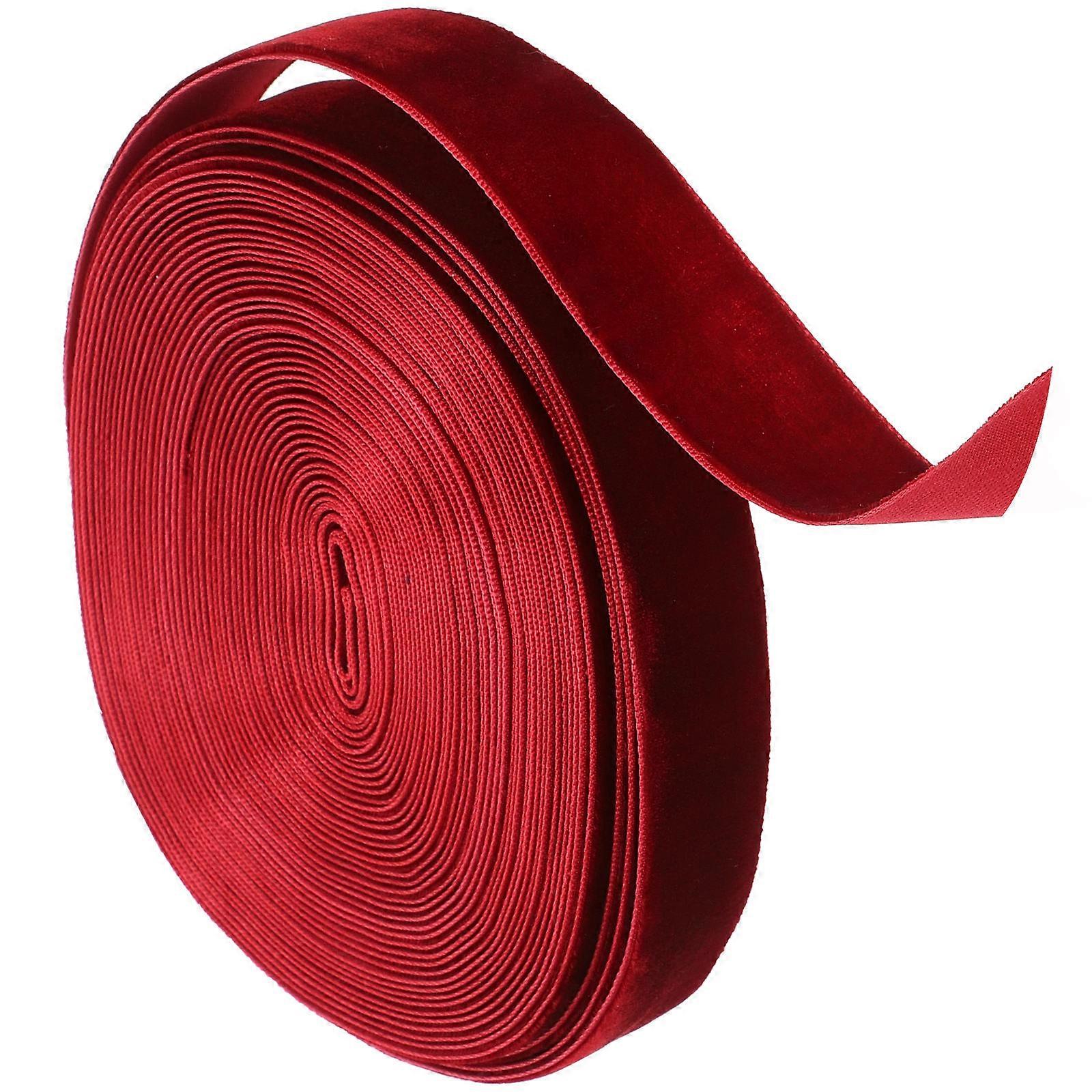 Premium Quality Wide Velvet Ribbon Dark Red, Cuttable for Christmas Crafts, Wrapping, DIY Decorations & Accessories, Smooth Texture, Fade Resistant