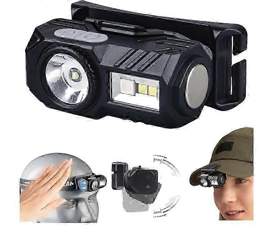 LED Magnetic Headlamp with Motion Sensor,Head-Mounted Induction Super Bright Flashlight,Multifunctional Waterproof Headlight,9 Light Modes(Black)