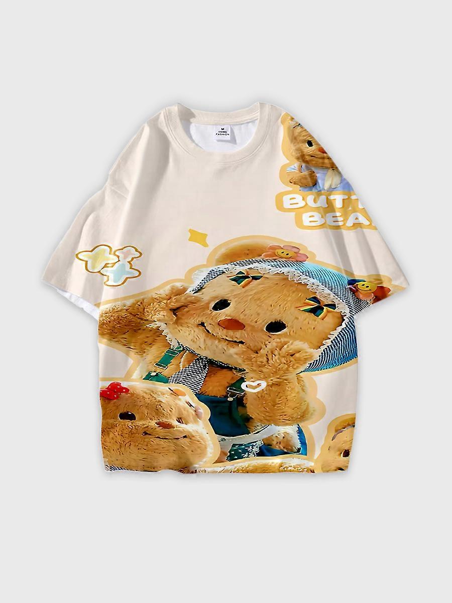 T-shirt round neck Pattern loose short sleeve B1297