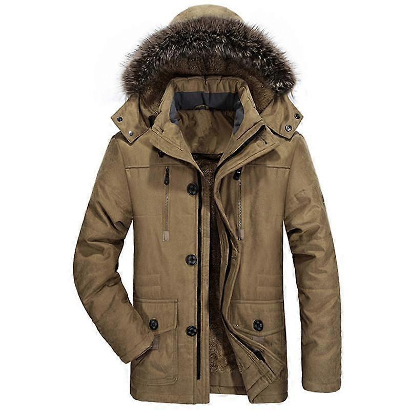New Autumn and Winter Medium and Long Middle-aged Hooded and Velvet Men's Large-size Cotton-padded Jacket