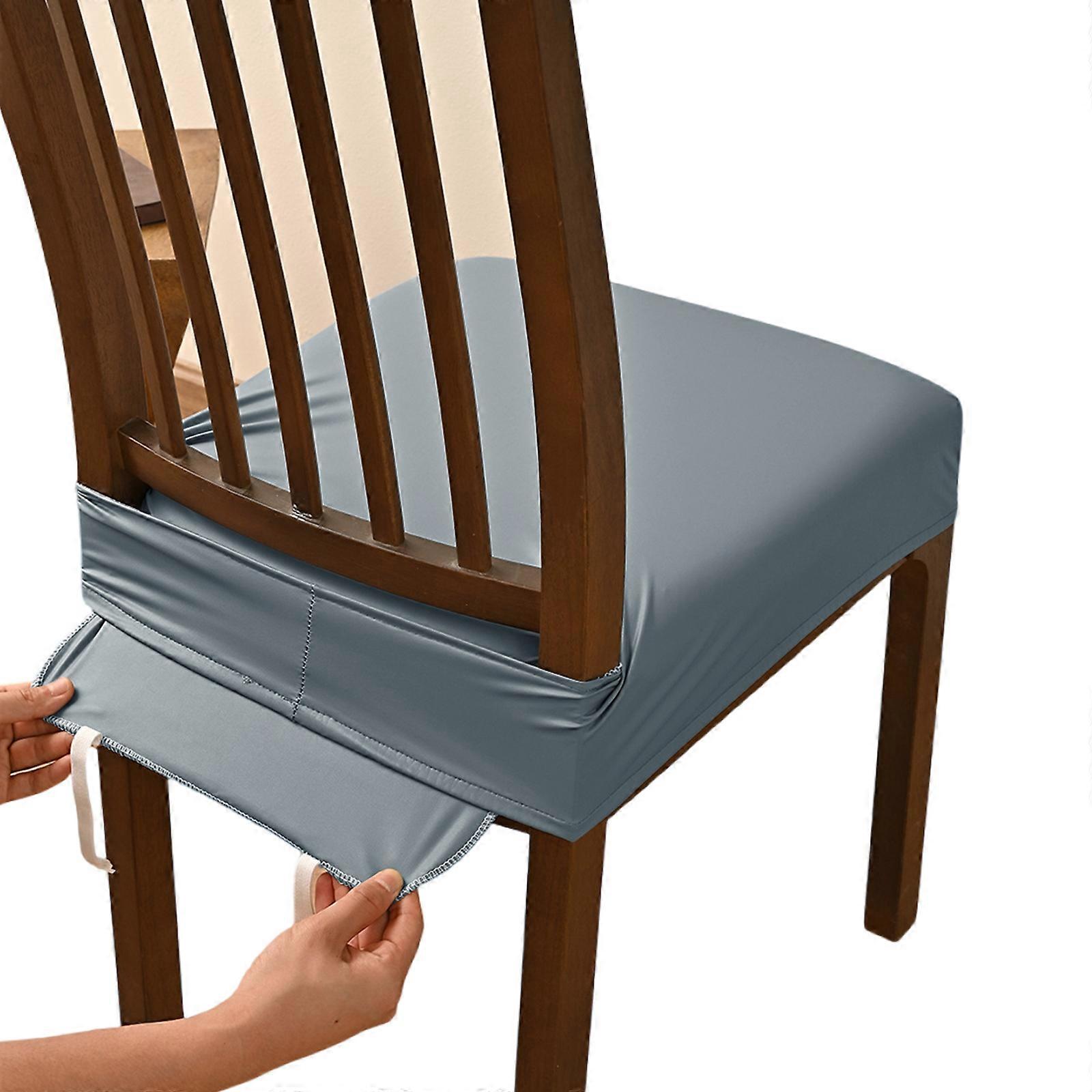 Waterproofs PU Stool Cover With Double Elastics Strap for Secure On Various Chairs Indoor Outdoor Use  Light Grey