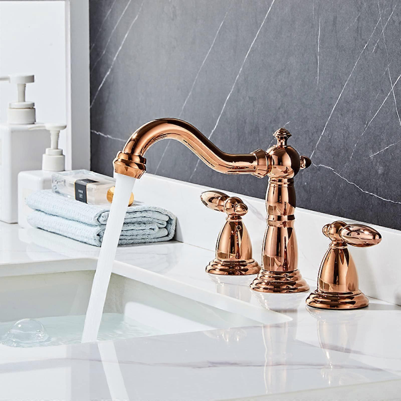 Threehole basin mixer tap, hot and cold hand wash basin, double handle, split threepiece set Ref: 3429