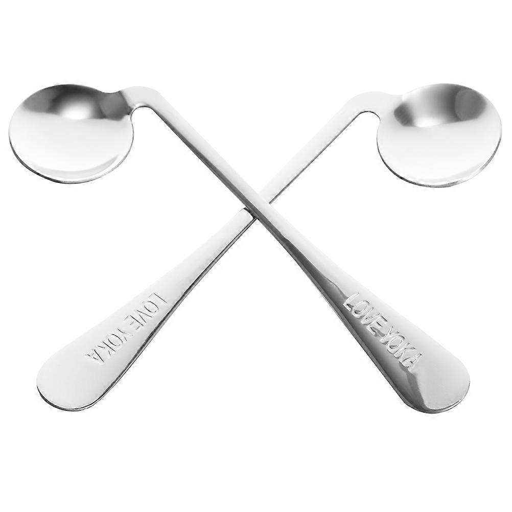 Easy to Clean Adaptive Spoons for Arthritis Patients Wide Handle Stainless Steel 2Pcs