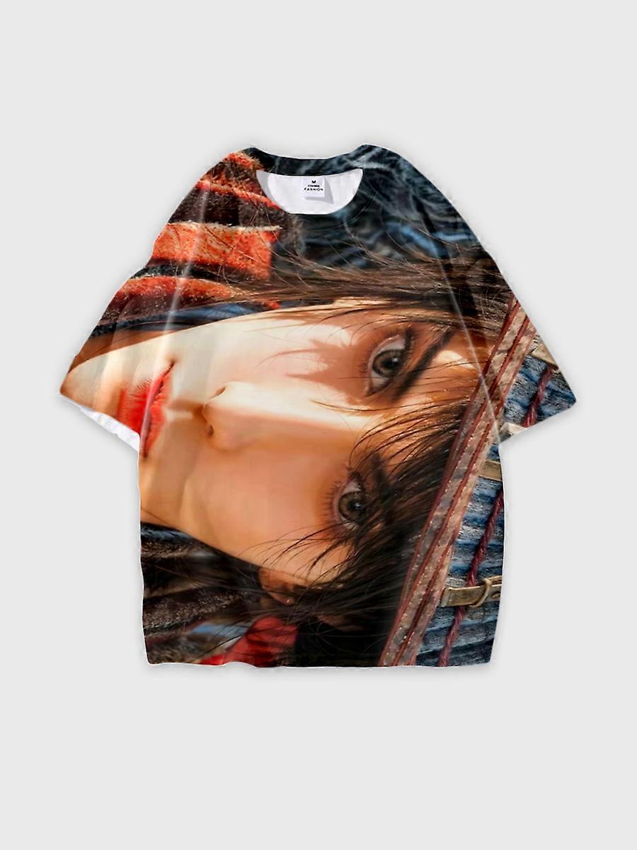 T-shirt round neck Character Pattern loose short sleeve P46