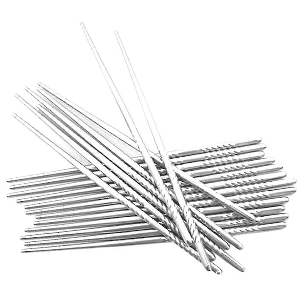 20 Pairs Stainless Steel Chopsticks Practical Food Serving Tableware For Hiking Camping Everyday Use Slender 20cm