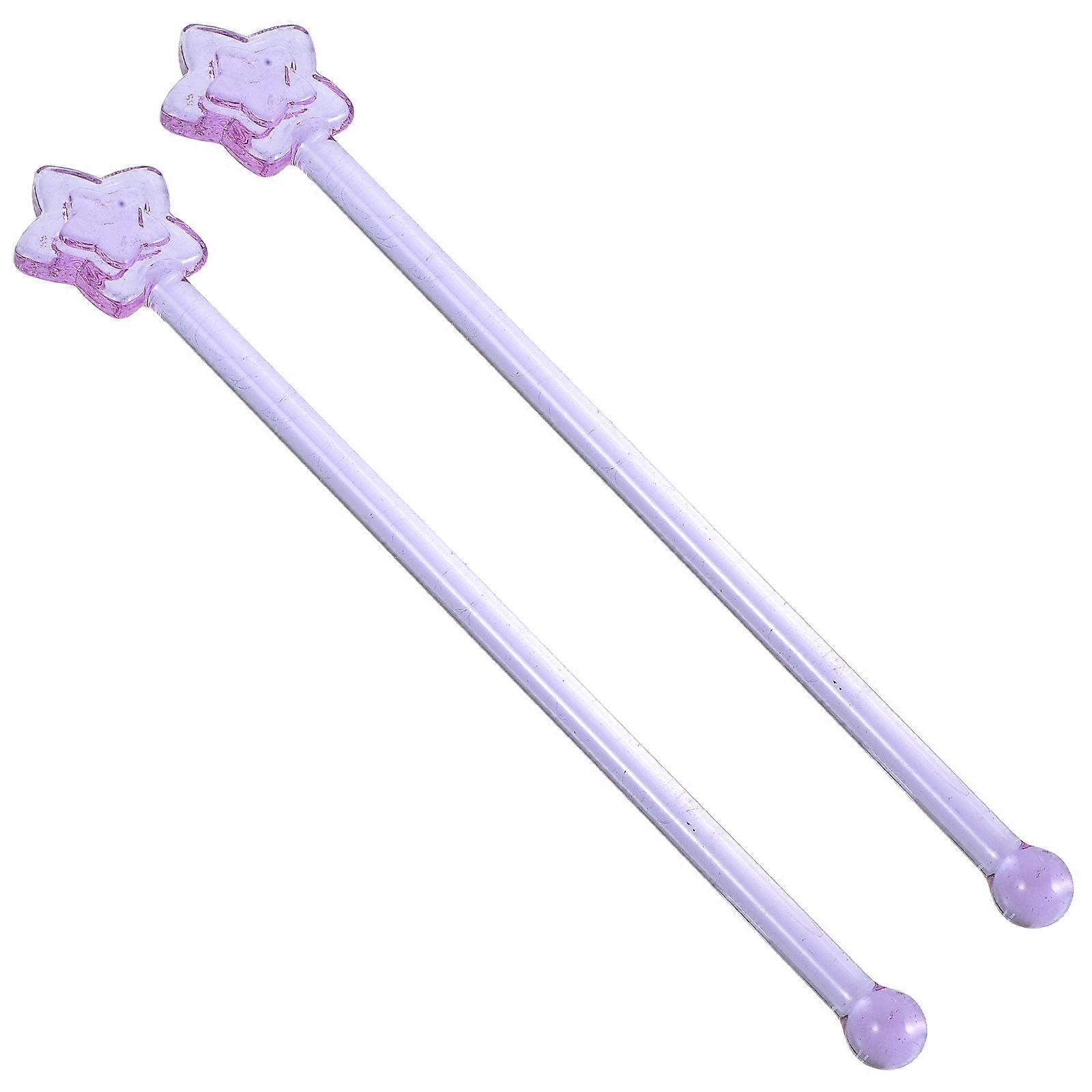 Reusable Coffee Stirrers Glass Stirring Sticks for Home Use Lavender Color Lightweight Design Fits Most Cups 2 Pieces