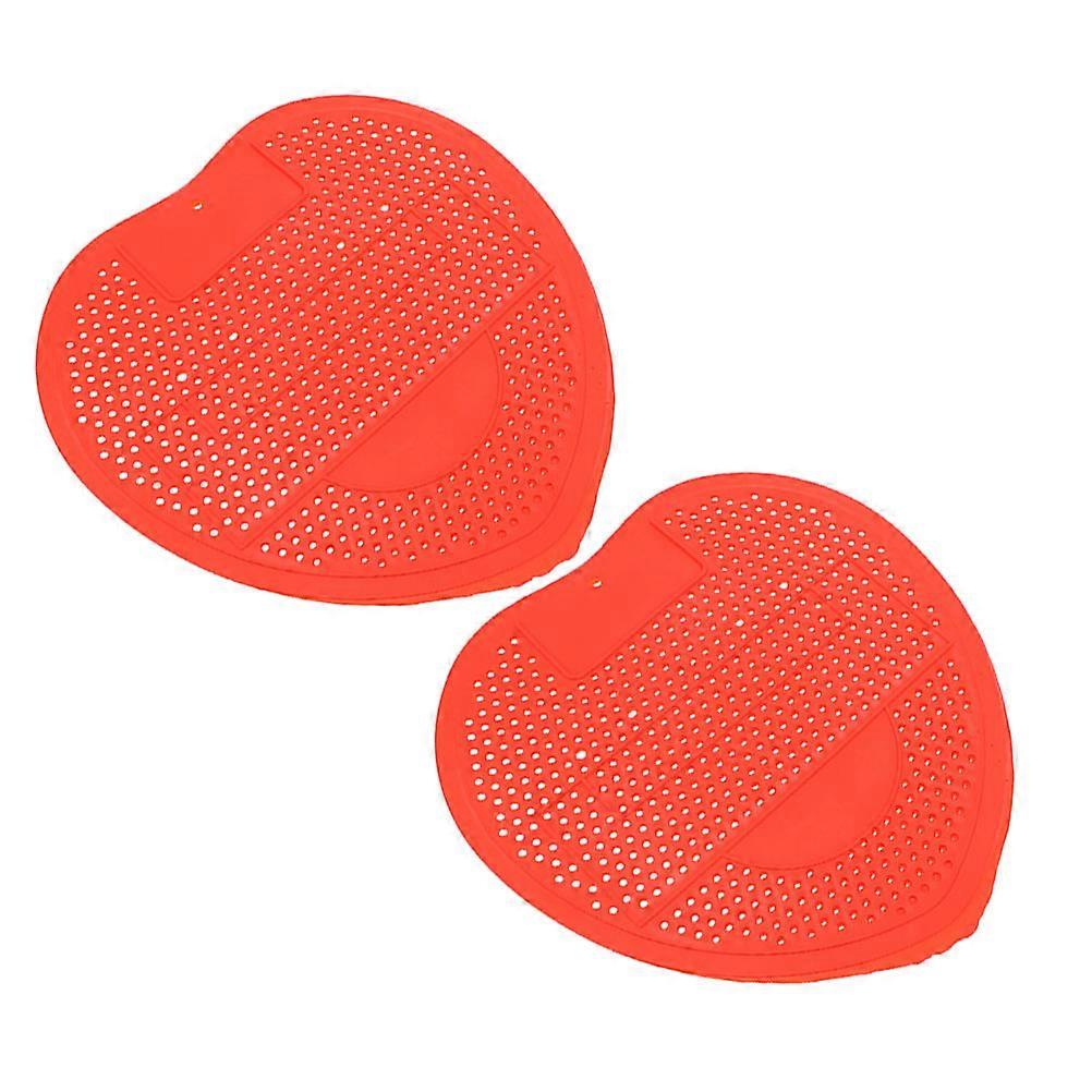 Urinal Deodorizer Mat 2Pcs For Bathroom Use Red Rectangular Anti-Splash Function Clog Prevention
