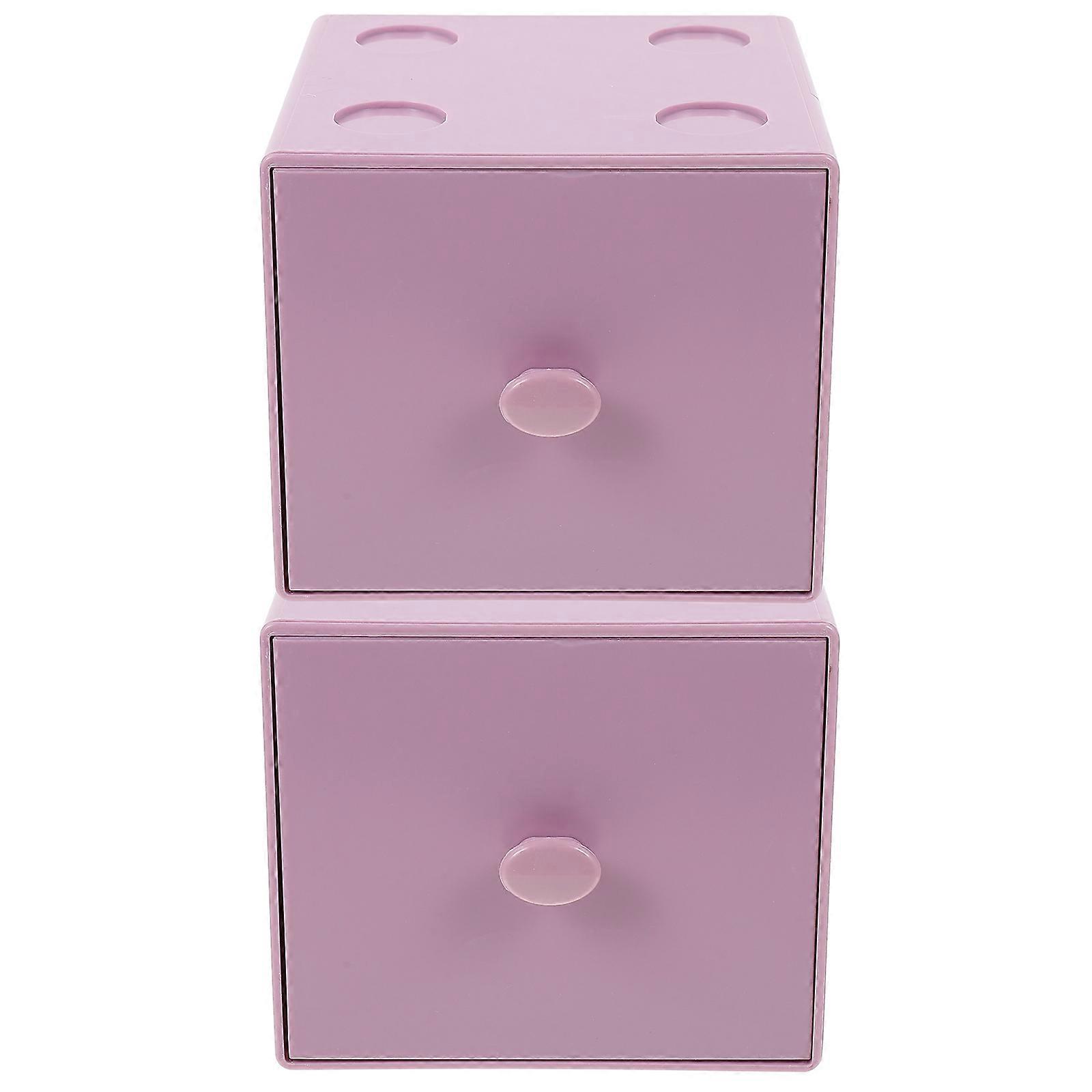 Stackable Jewelry & Makeup Storage Box with Compartments for Desktop Organization – Purple Household Case for Lipstick, Nail Polish & Small
