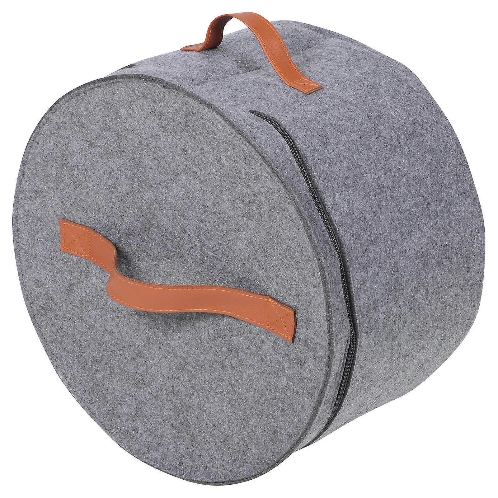 Portable Round Hat Carrier Case with Clear Front Panel, Non Woven PVC Storage Box for Travel, Fits Felt Hats, Beach Hats, Scarves – Gray