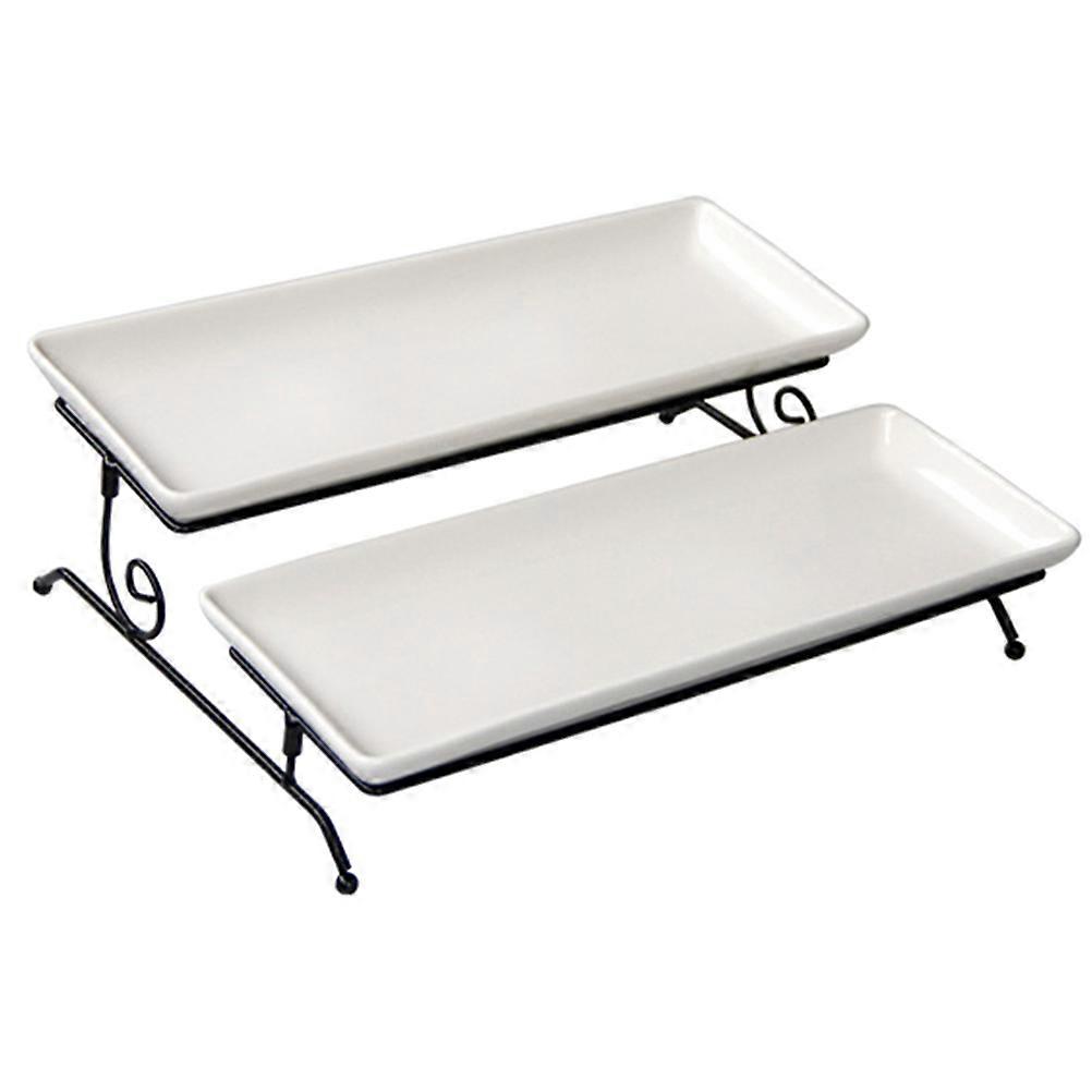 Elegant Square Cake Platter Large Dessert Serving Tray For Outdoor Picnic 1Set