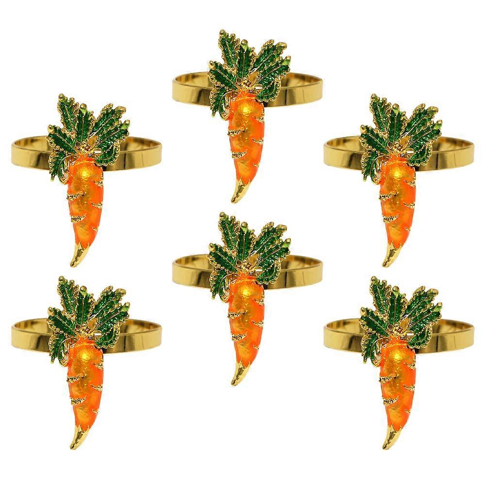 6Pcs Metal Easter Napkin Rings Carrot Dining Table Serviette Holders