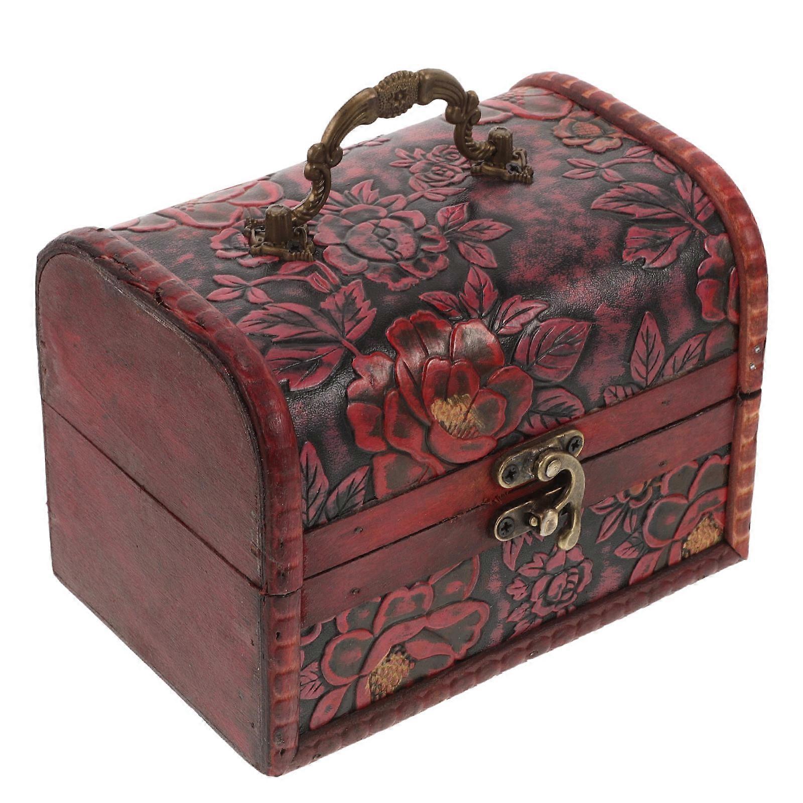 Classical Wood Jewelry Box Rectangular Shape Storage Function Assorted Color 1Pack