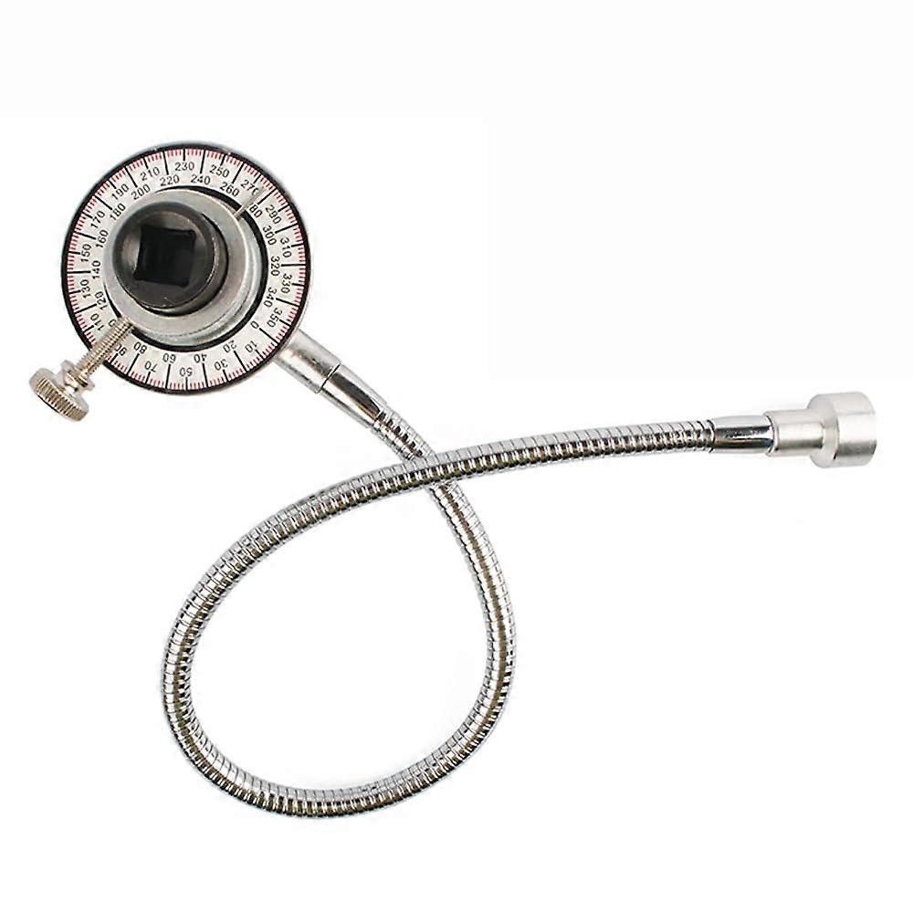Angle measuring device for torque setting with flexible clip arm, torque angle measuring device, angle measuring device with 1/2 inch drive wrench