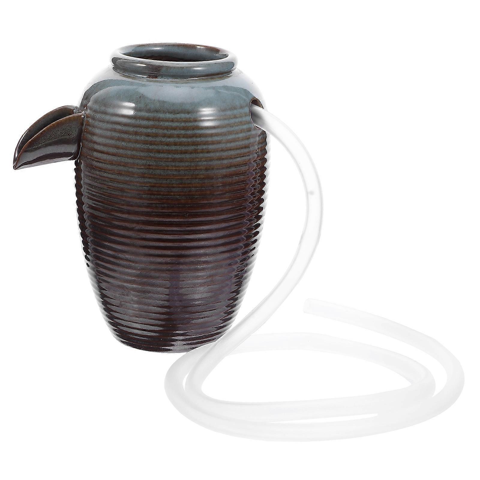 Ceramic Fountain Spitter Waterfall for Garden Fish Tank Circulation Jar with Built in Water Circulating System for Outdoor Wildlife and Landscaping