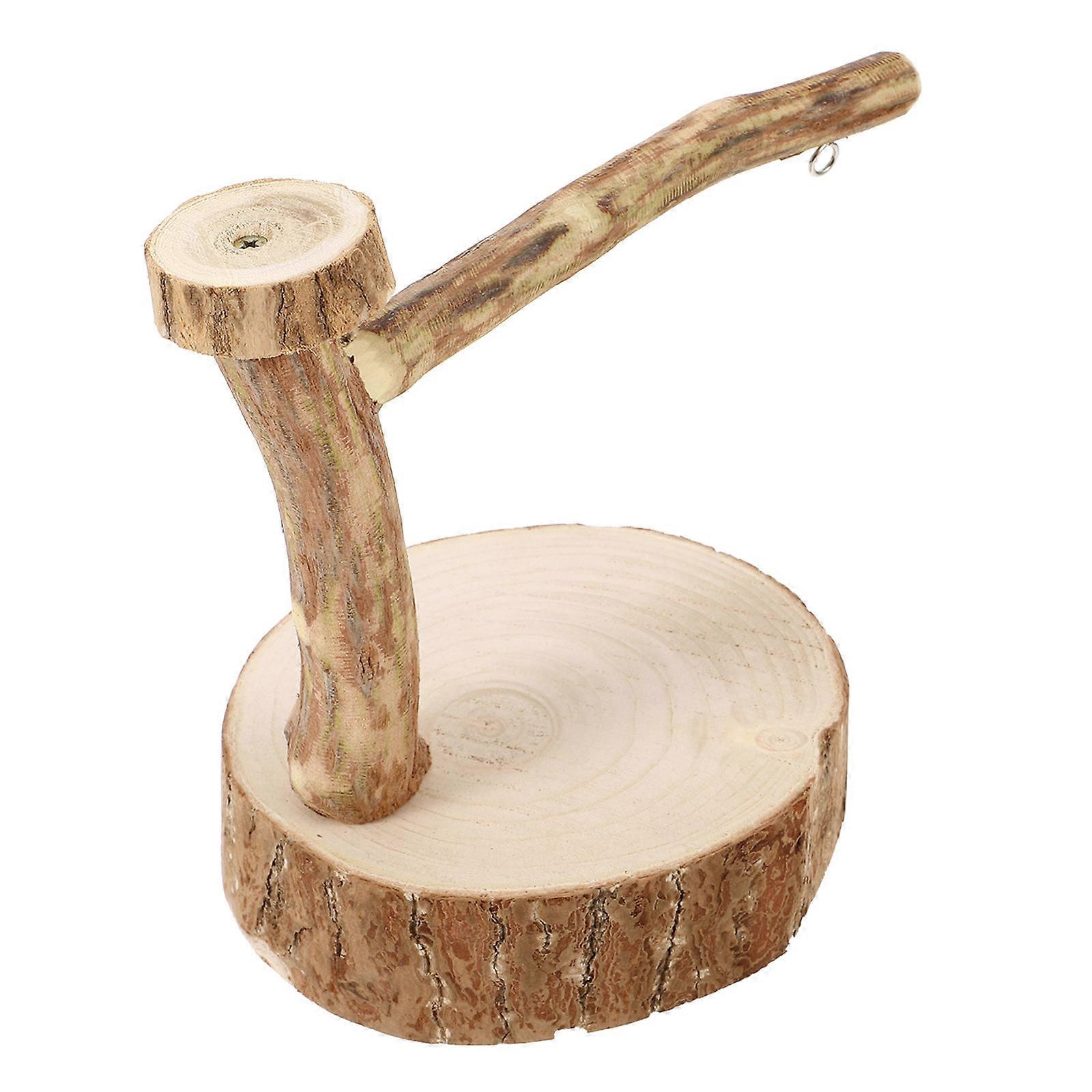 Bird Stand Toy Parrot Interactive Stand Designed For Home Decor Light Brown Wood Feeding Support 1 Set