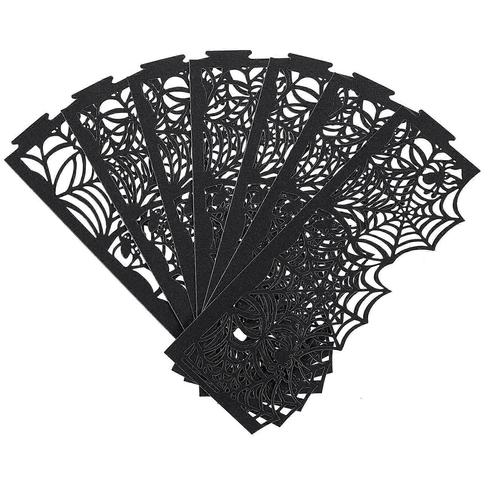 Black Laser Cut Hollow Out Candle Lampshades Halloween Spider Web Cupcake Wrappers Party Decoration Holders for LED Tea Lights and Candles for Theme