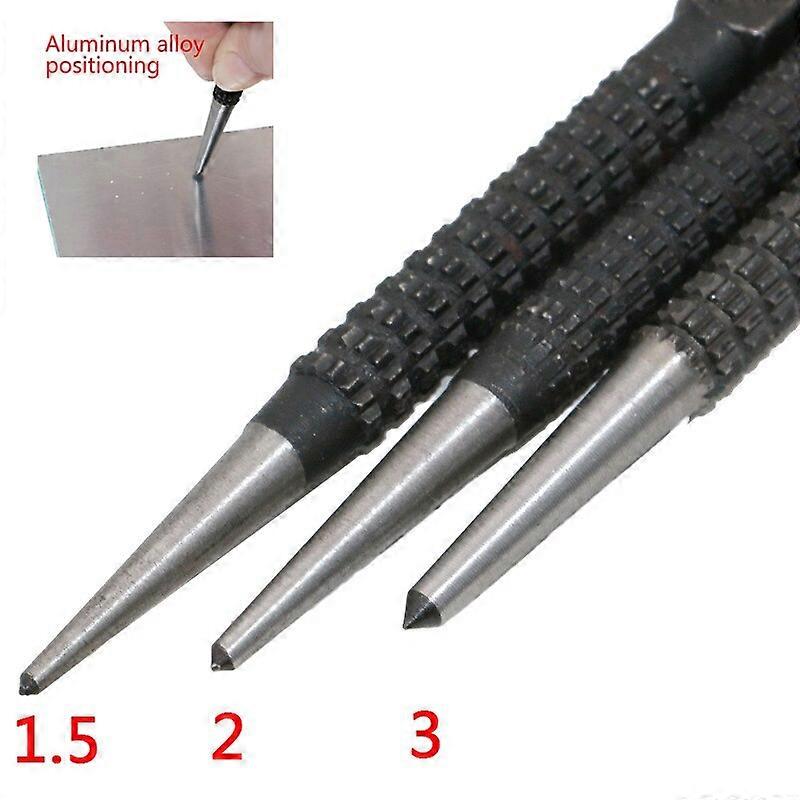 3 pcs. Anti Slip Center Pin Punch Set 3/32" High Carbon Steel Center Punch For Alloy Steel Metal Wood Drilling Tool