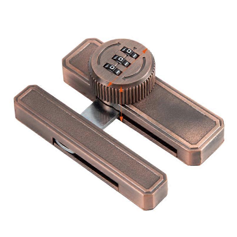 Password Lock Double-Opening Cabinet Lock Refrigerator Lock Wardrobe Mechanical File Cabinet Lock (Antique Red Copper)