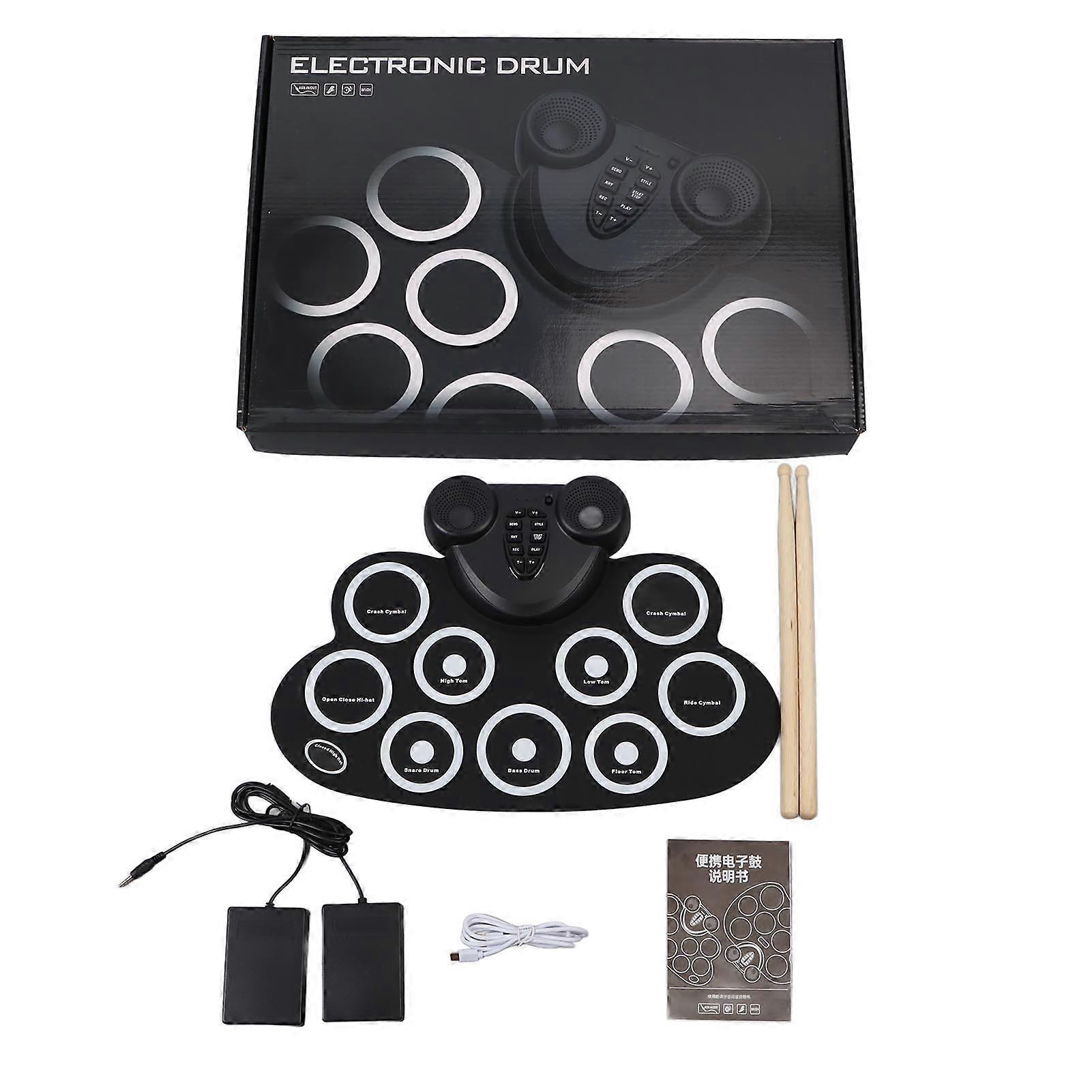 Electronic Roll Up Drum Dual Horn Rechargeable Foldable Electric Practice Drum for Children Electronic Roll Up Drum