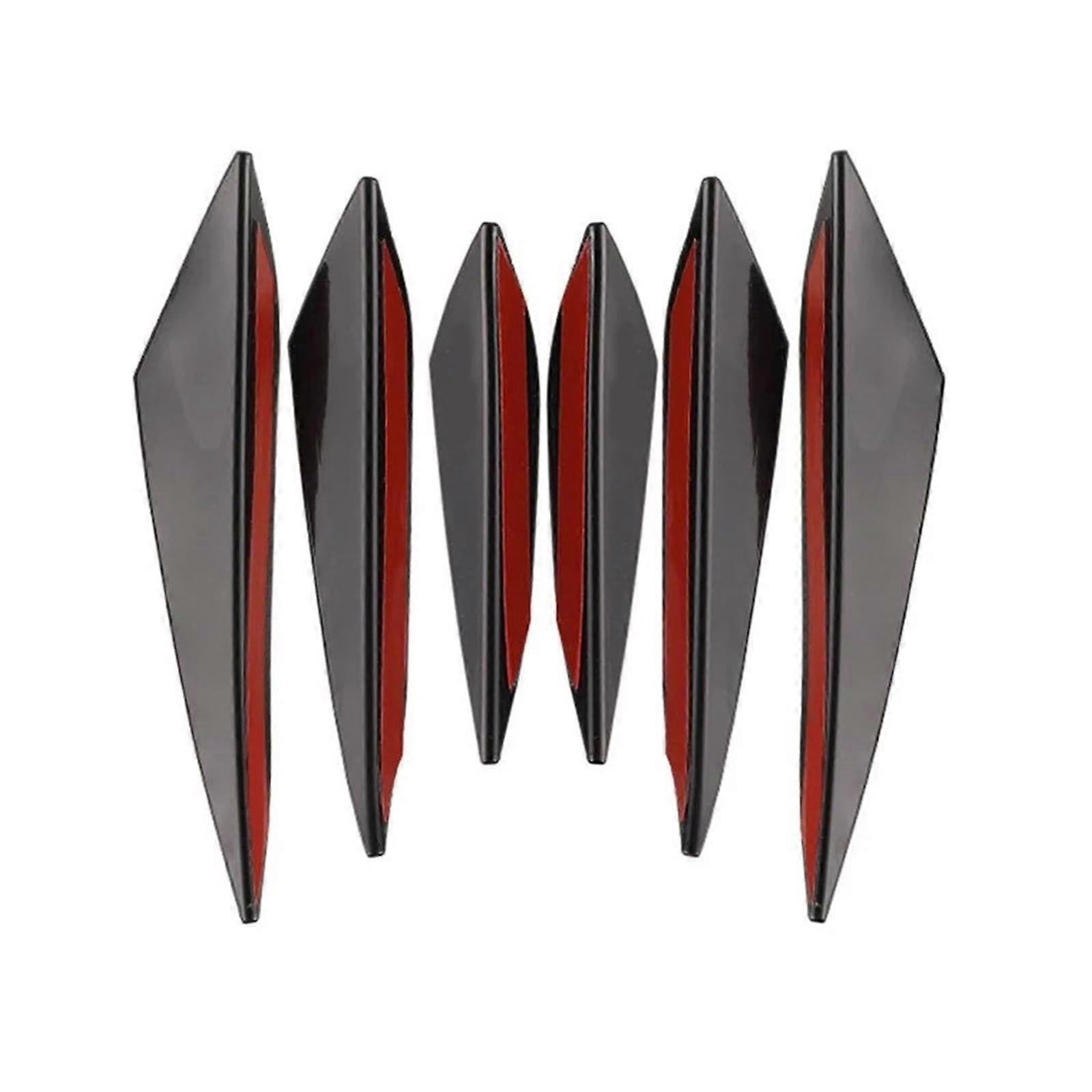 Spoiler Universal Auto Tuning Canards Front Bumper Lip Decoration Diffuser Splitter Fins Black 4/6-Piece Kit