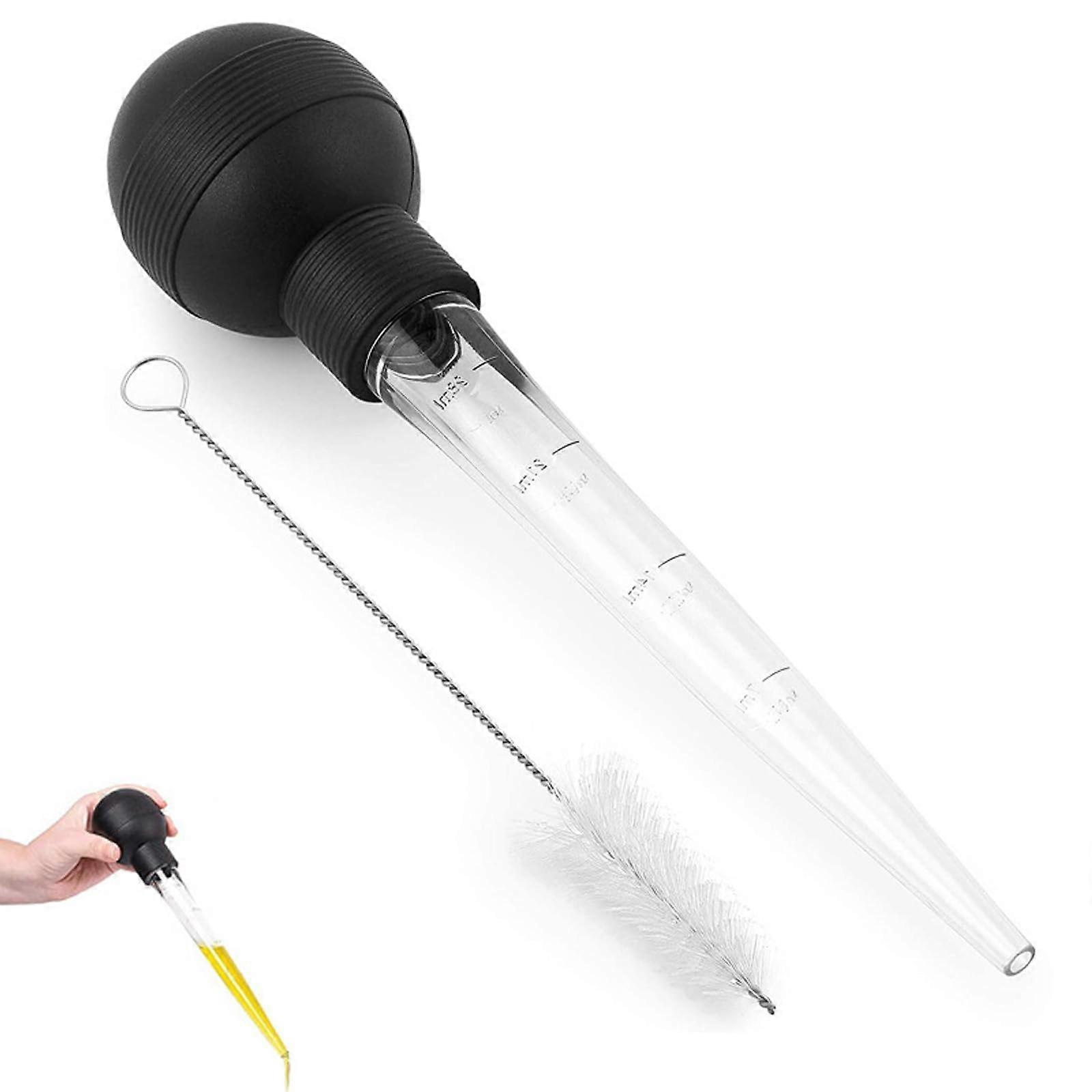 Turkey Baster Large Roasting Syringe with Brush for Oiling and Marinating Turkey and Beef, 16 oz Durable Plastic Injector
