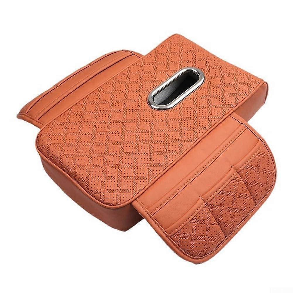 Multifunctional car armrest mat with tissue box and side storage space for the driver