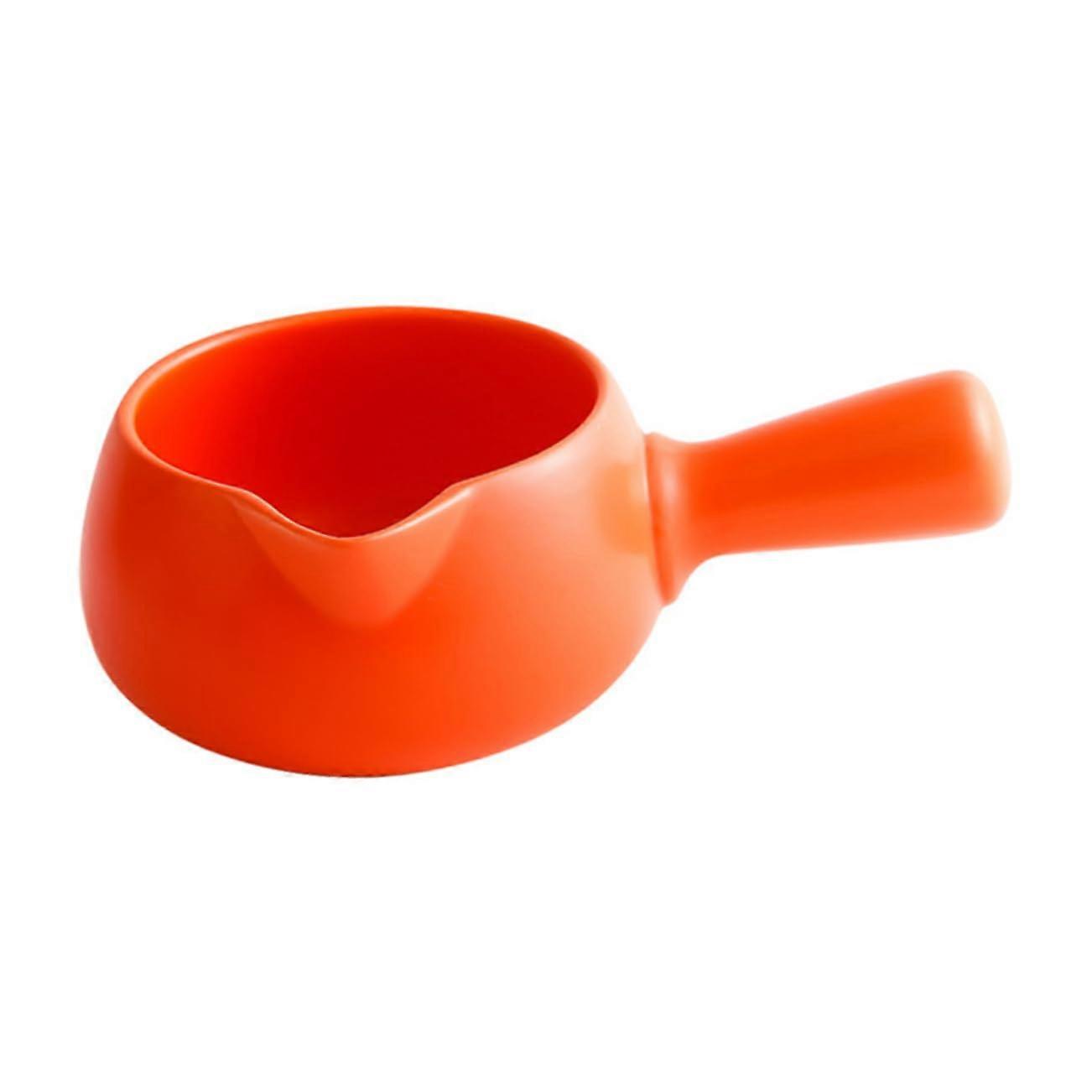 Ceramic Soup Bowl with Handle 1.5L Milk Pot Large Non-Stick Frying Pan with Lid Mini Kettle Orange Sauce